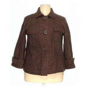 Lisa International Unlined 100% Boiled Wool Jacket size M in Brown  VINTAGE